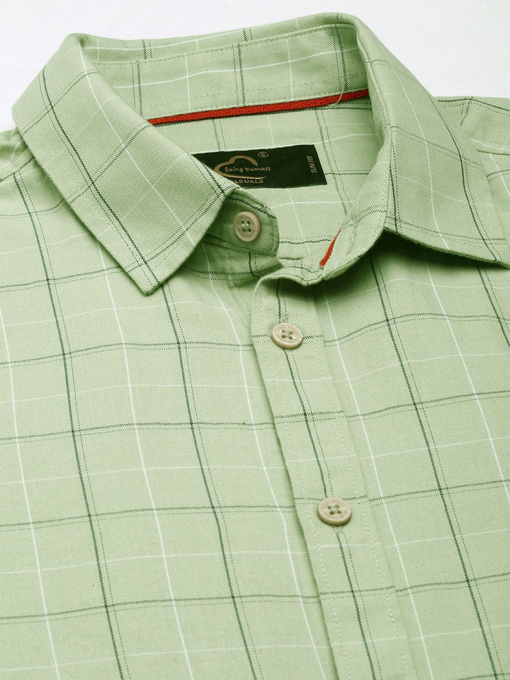 Being Human Pure Cotton Slim Fit Checked Casual Shirt