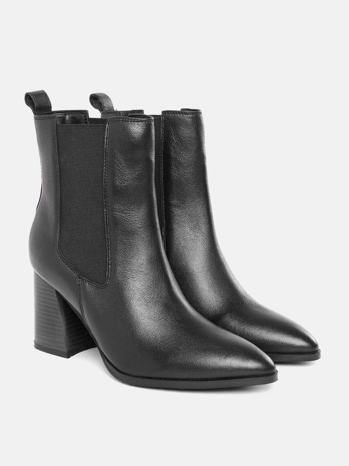 Lino Perros Women Pointed-Toe Chelsea Boots with Block Heels