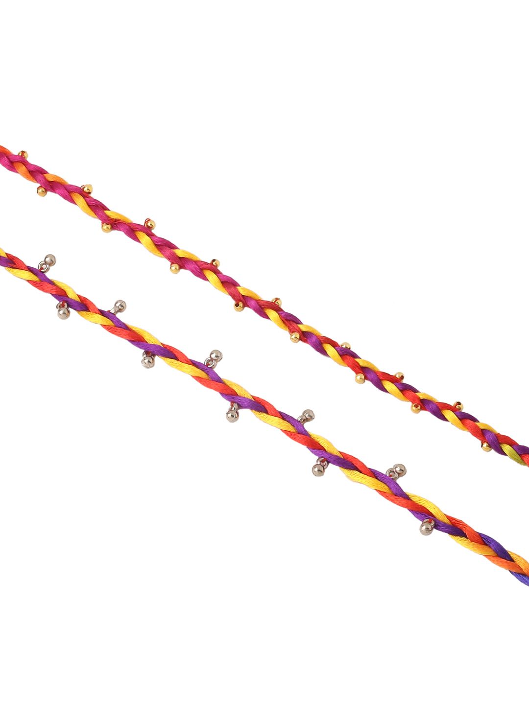 NVR Unisex Multicolor Artificial Beads Thread Rakhi with Roli Chawal Chandan Mishri