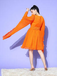 Antheaa Chiffon Fit & Flare Dress