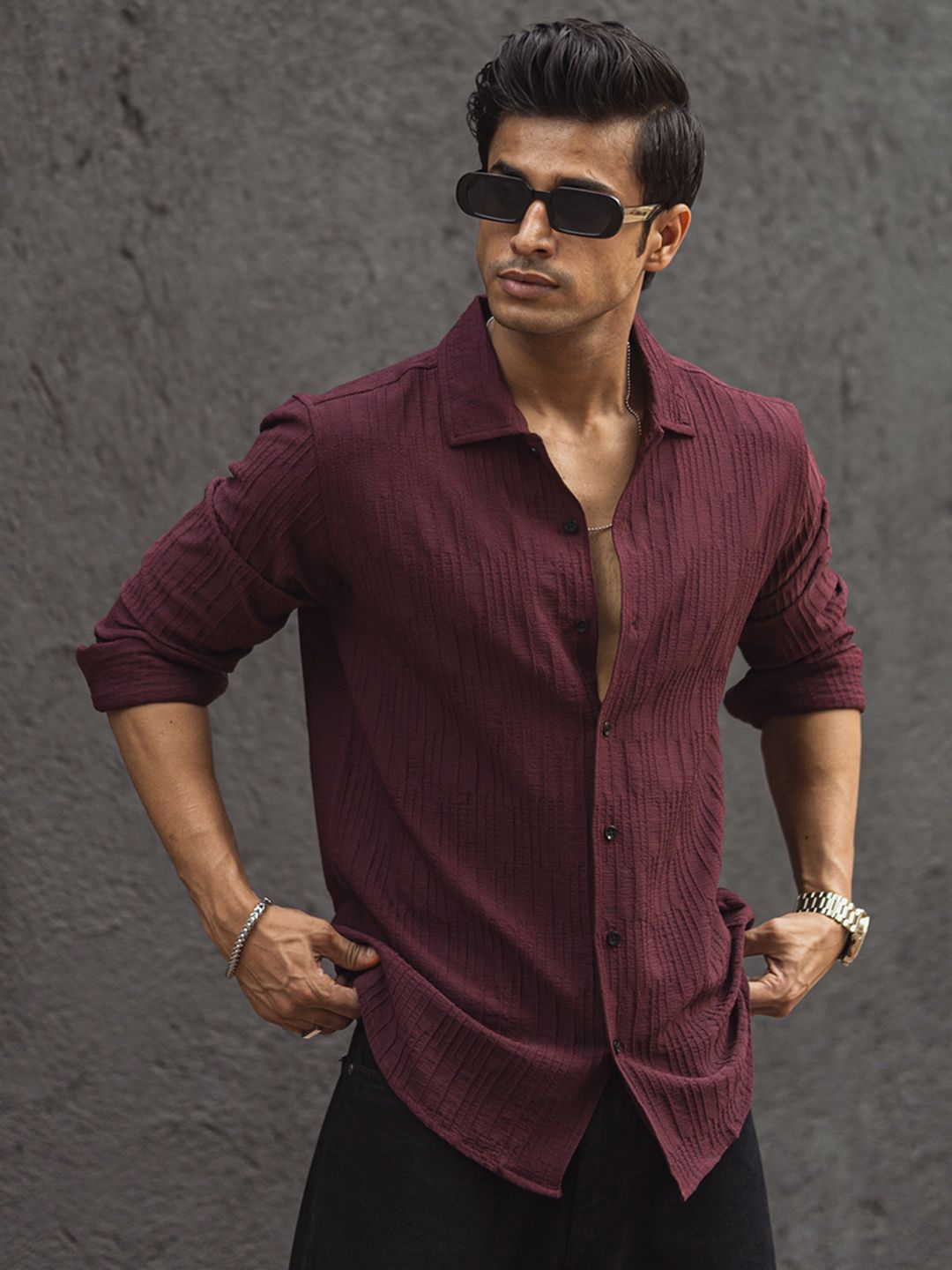 Powerlook Men Striped Spread Collar Casual Shirt