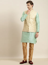 SOJANYA Kurta Belang Hijau Laut Lelaki dengan Jaket Churidar & Nehru