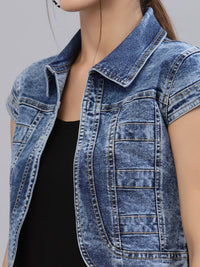 Style Quotient Women Washed Crop Denim Shrug