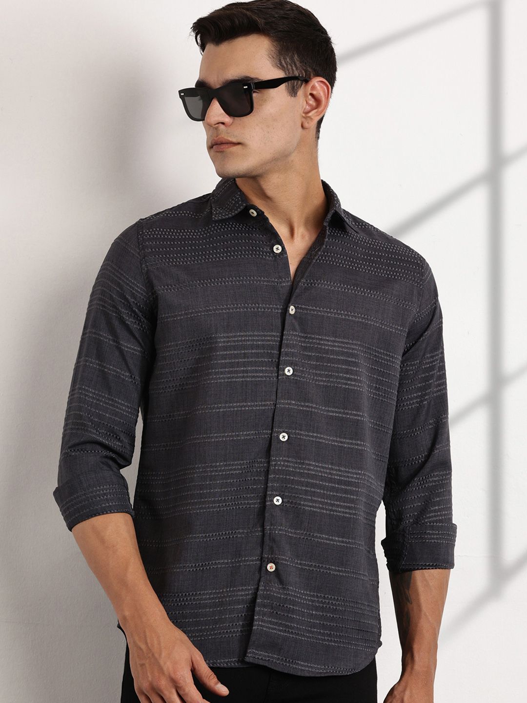 Thomas Scott Men Premium Slim Fit Opaque Casual Shirt