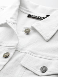 SASSAFRAS Women White Solid Tailored Jacket