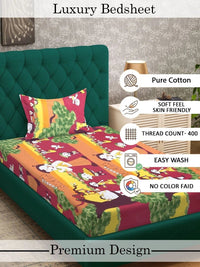 Watak Kartun Myntra Elegant Homes 400 TC Cadar Katil Bujang dengan 1 Sarung Bantal