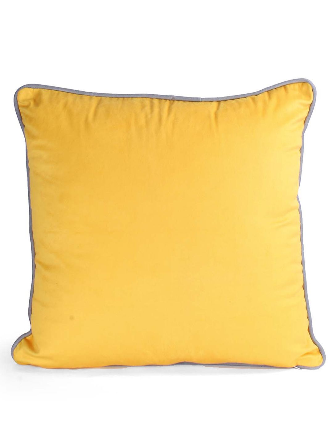 STITCHNEST 5 Pcs Grey & Yellow Velvet Square Cushion Covers