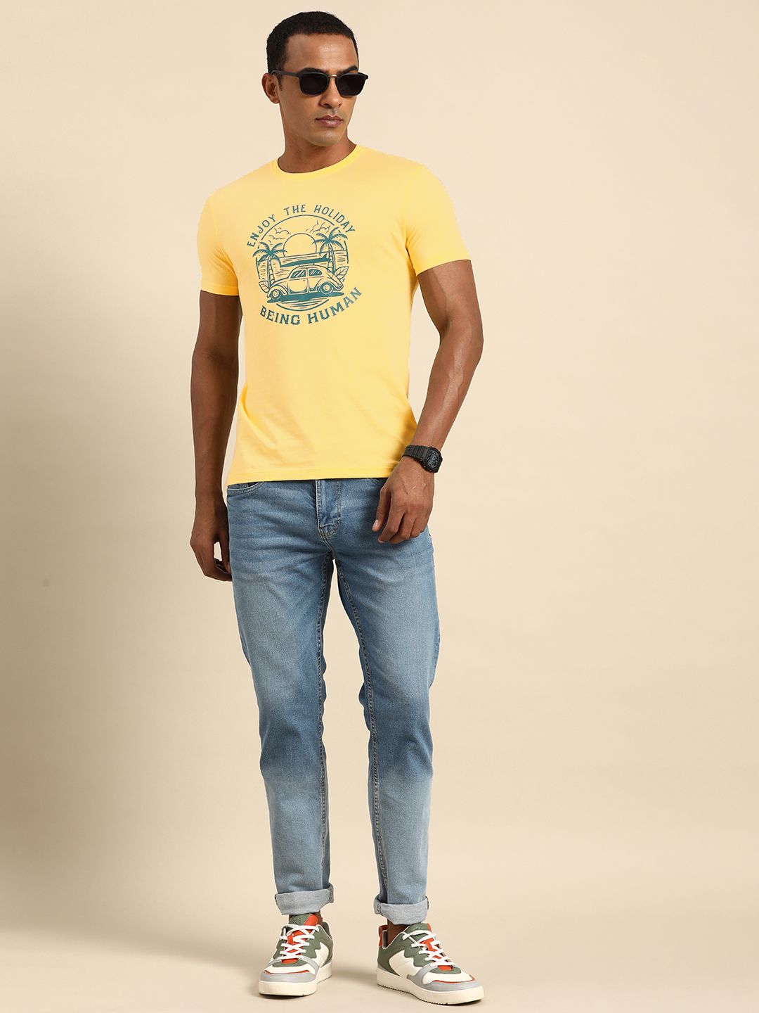 Being Human Round Neck Printed Pure Cotton T-shirt