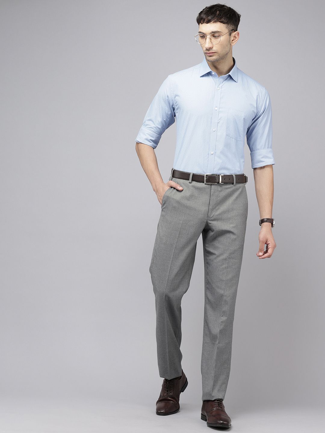 Park Avenue Men Checked Formal Trousers