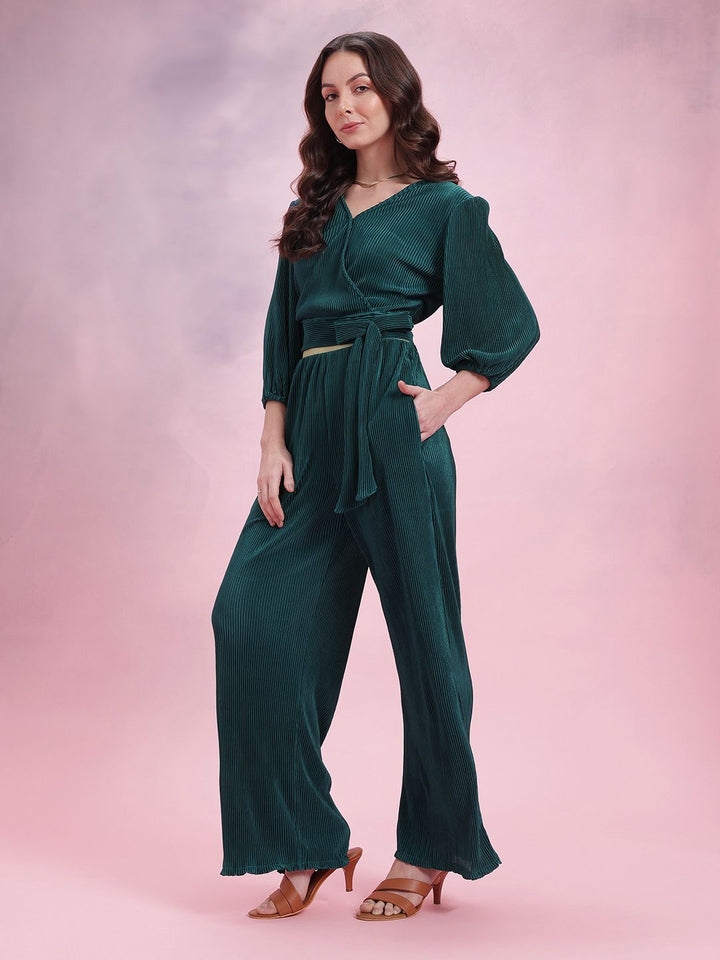 DressBerry Solid Accordion Pleats Co-Ords