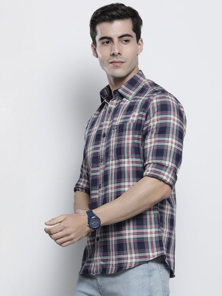 The Indian Garage Co Men Black Comfort Tartan Checked Casual Shirt