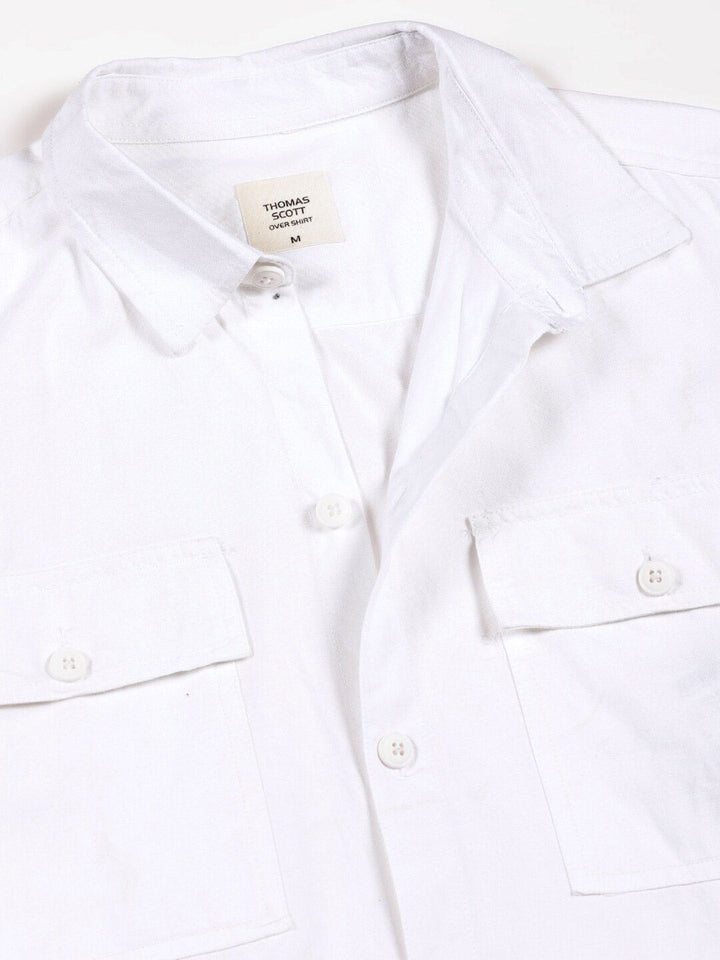 Thomas Scott Smart Boxy Short Sleeves Spread Collar Cotton Opaque Casual Shirt