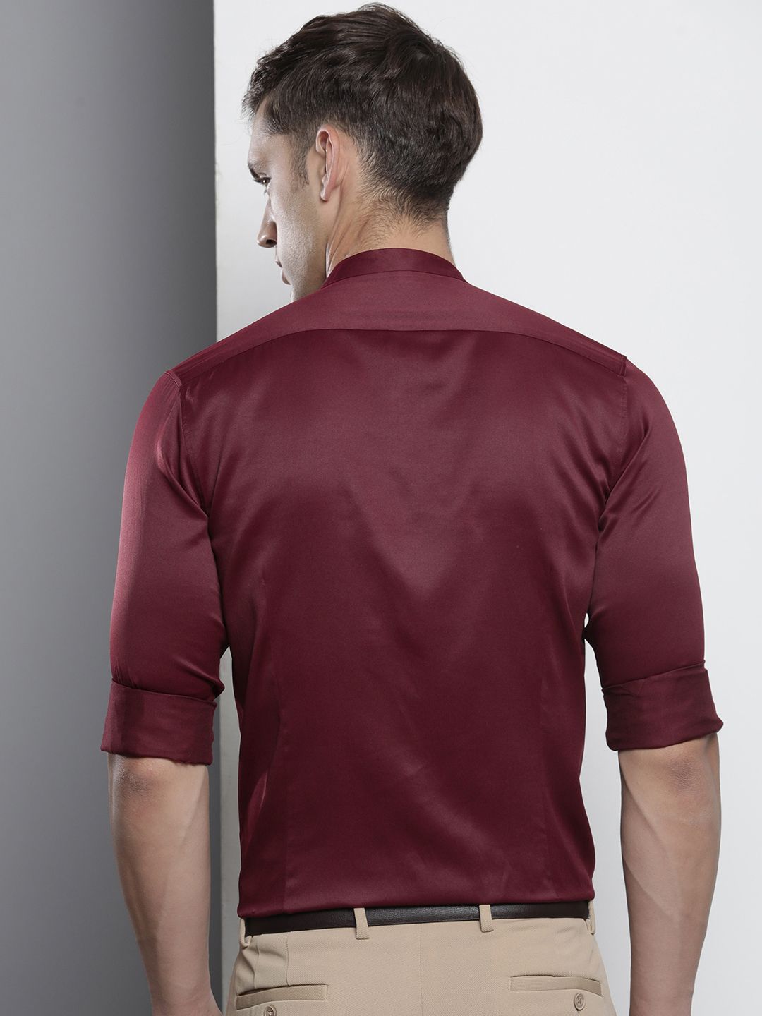 The Indian Garage Co. X Luxe Men Slim Fit Mandarin Collar Formal Shirt