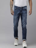 Spykar Men Blue Rovers Reguler Fit Mid-Rise Narrow Leg Heavy Fade Jeans Regingable