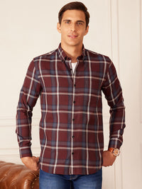 DENNISON Smart Tartan Checks Checked Button-Down Collar Casual Shirt