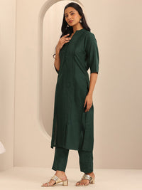 Libas Mandarin Collar Pleated Straight Kurta with Trousers & Dupatta