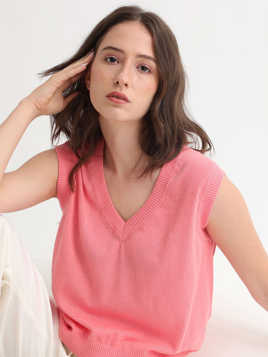 RAREISM Women Pink Sweater Vest