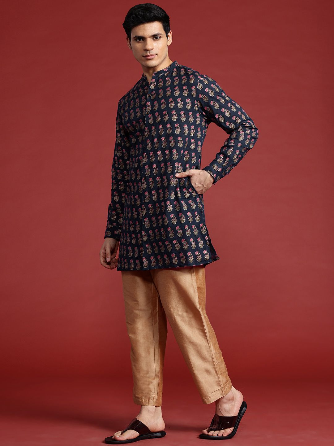 Anouk Ethnic Motifs Printed Regular Pure Cotton Kurta with Trousers