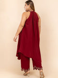 Atasan Leher Halter Bersulam Mamicha & Seluar Co-Ords