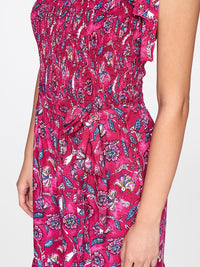 Global Desi Multicoloured Printed Smocked Waist Tie-Ups Basic Jumpsuit