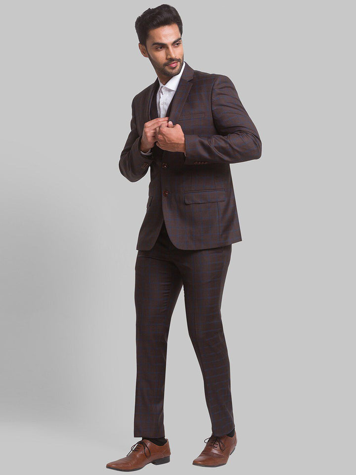 Park Avenue Men Checked Super Slim-Fit Single-Breasted 3-Piece Suits