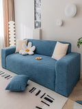 HOUSE OF QUIRK Blue Jacquard Leaf Textured Stretchable 3 seater Sofa cover