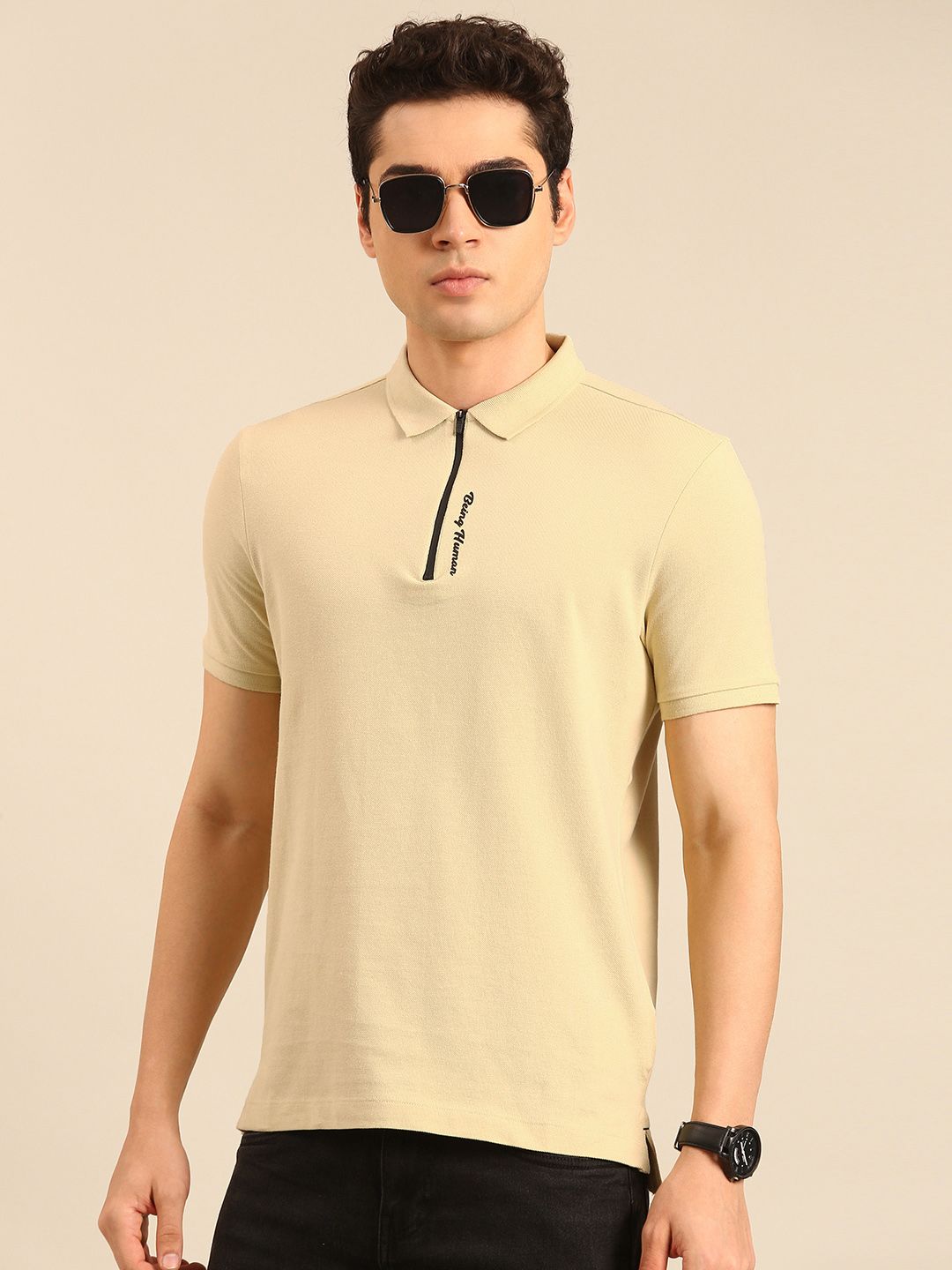 Being Human Polo Collar Pure Cotton T-shirt