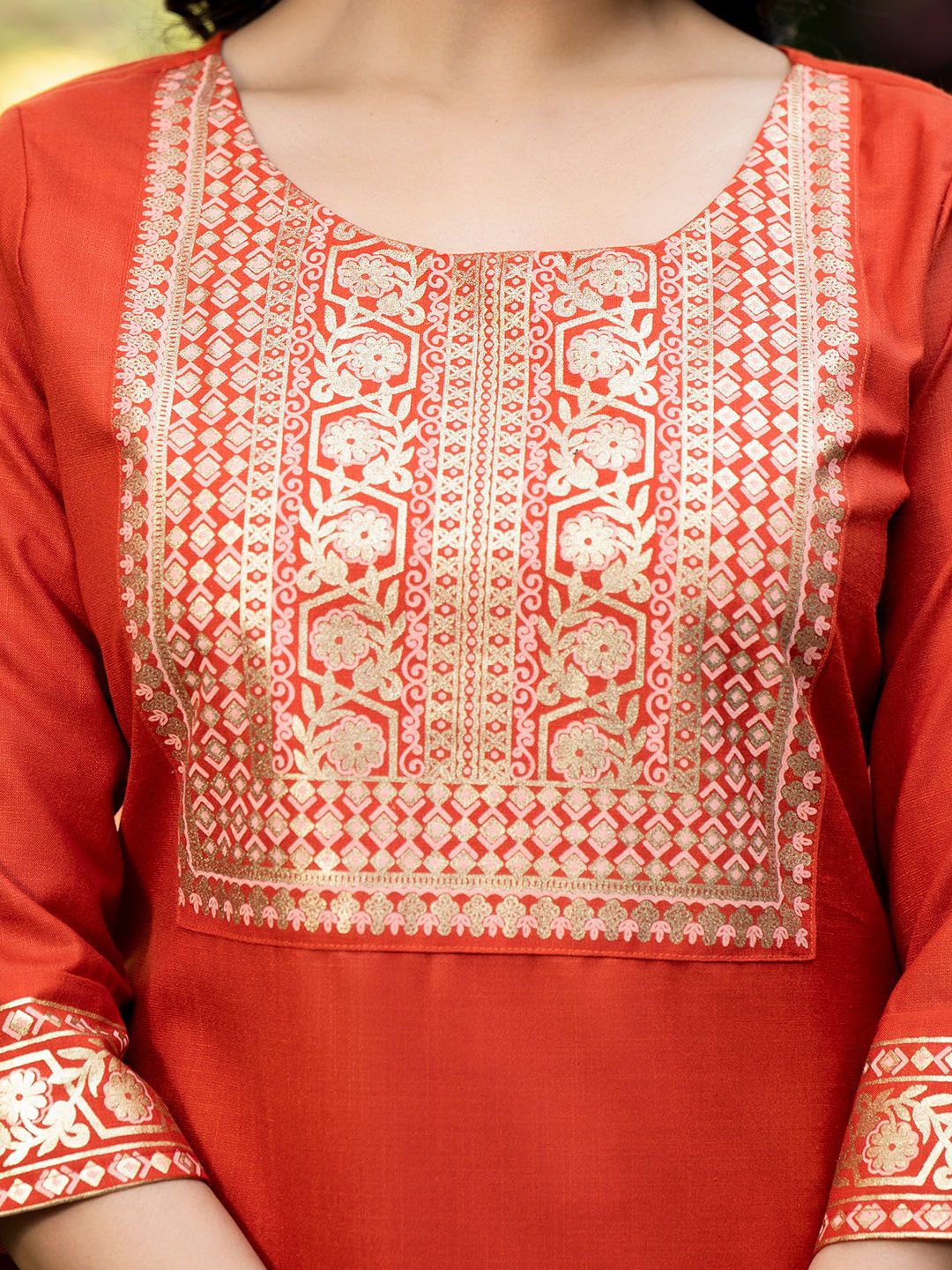 Vishudh Ethnic Motifs Yoke Design Regular Thread Work Kurta with Palazzo & Dupatta