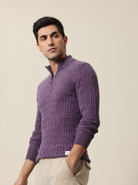 Mr Bowerbird Mock Collar Cable Knit Pullover Sweater
