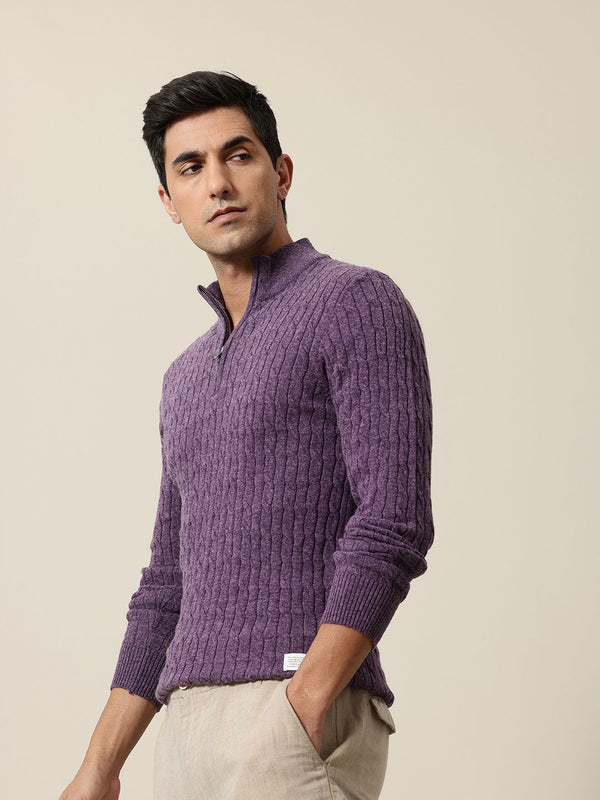 Mr Bowerbird Mock Collar Cable Knit Pullover Sweater