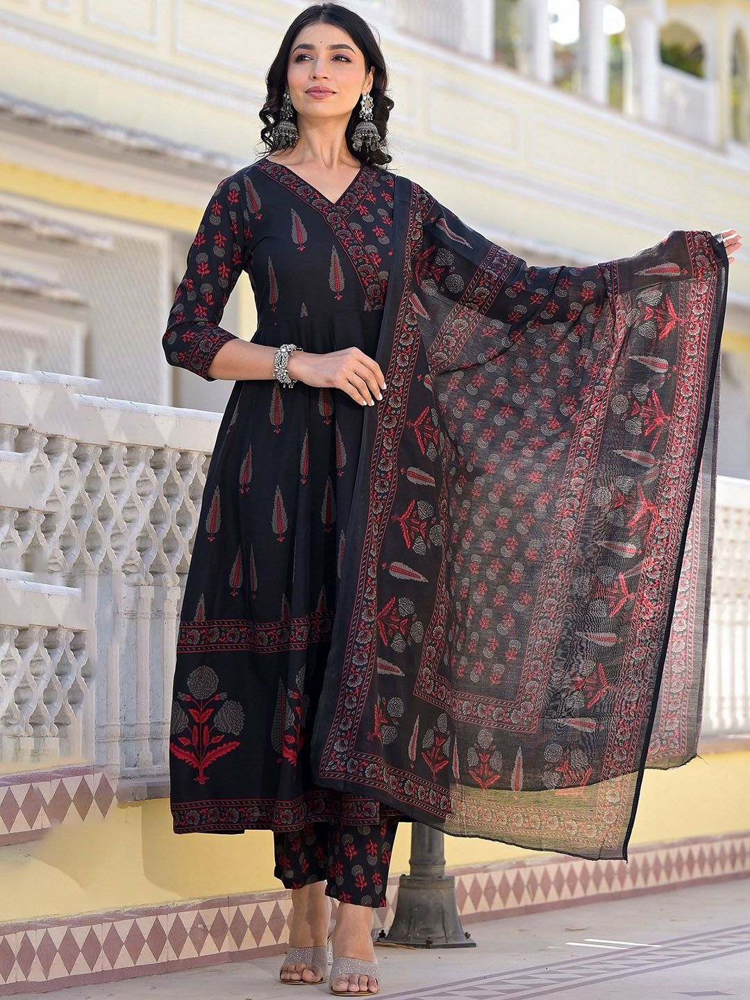 KALINI Ethnic Motifs Printed Kurta with Trousers & Dupatta