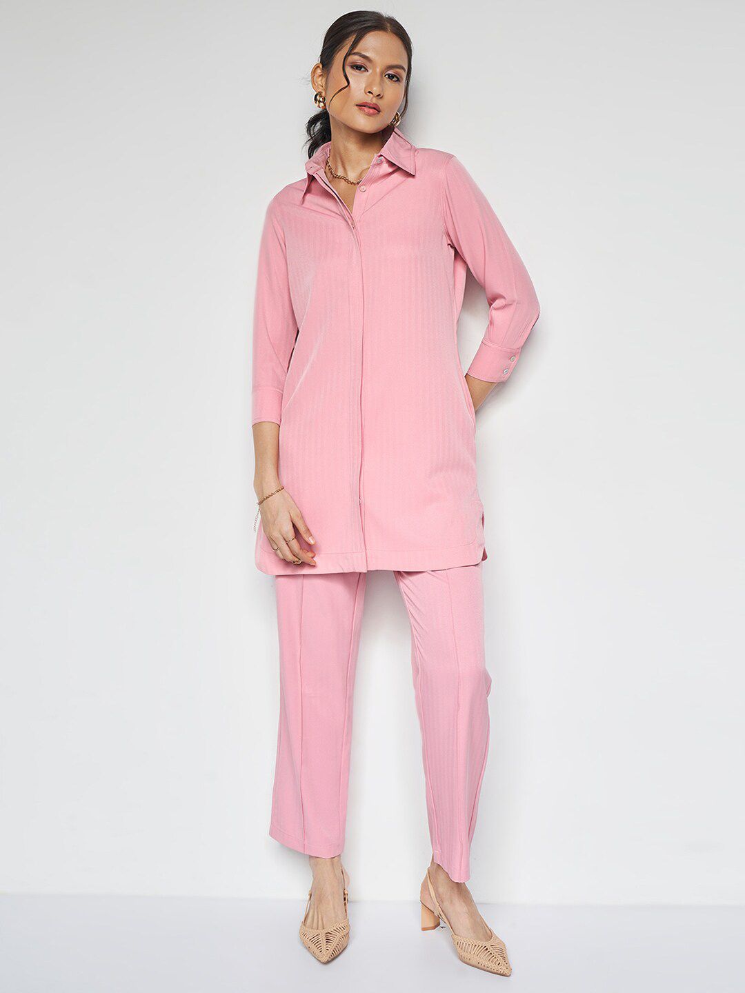 AND Collar Neck Shirt & Mid -Rise Trouser Co-Ords