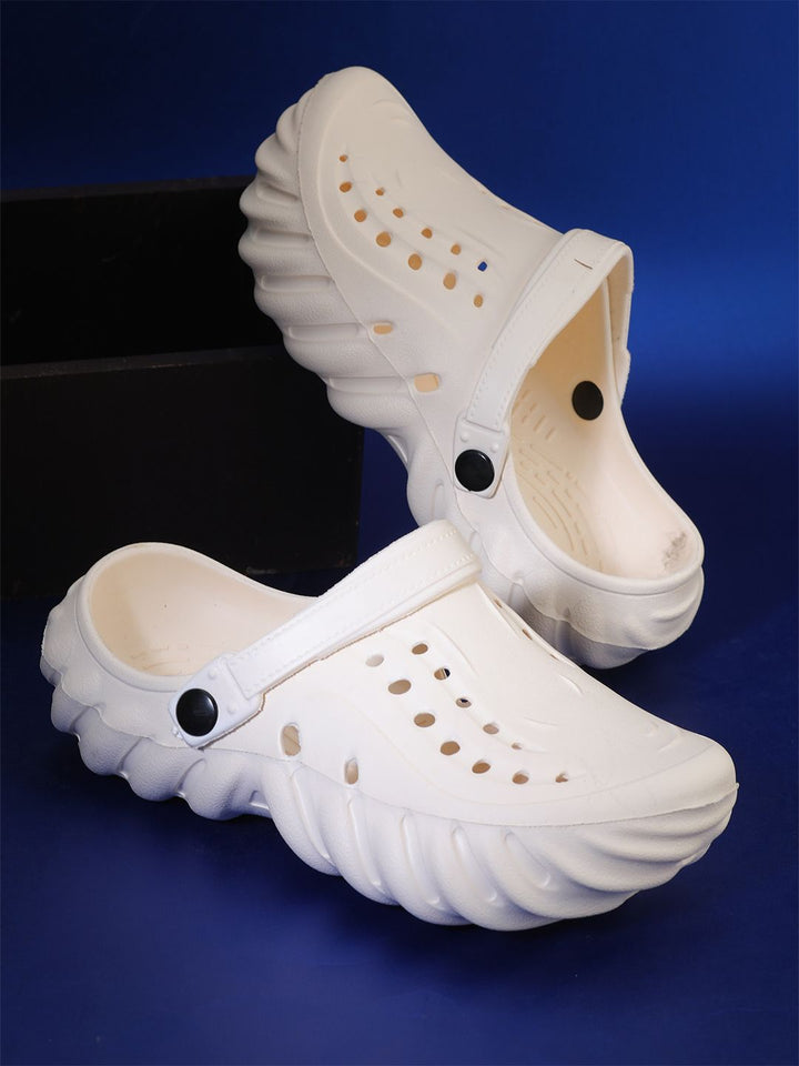 HRX by Hrithik Roshan Men Cream Coloured Self Design Clogs