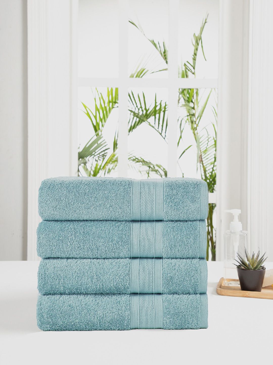 MYTRIDENT Unisex Set Of 4 500 GSM Pure Cotton Bath Towels