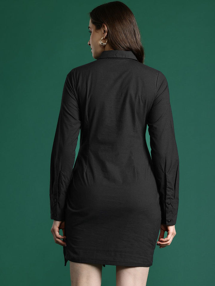 DressBerry Pure Cotton Wrap Tie-Up Shirt Mini Dress