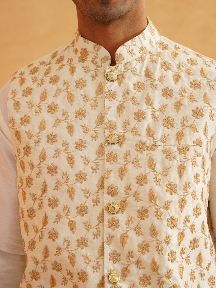 SOJANYA Kolar Band Lengan Panjang Kurta Biasa Dengan Churidar Dengan Jaket Nehru