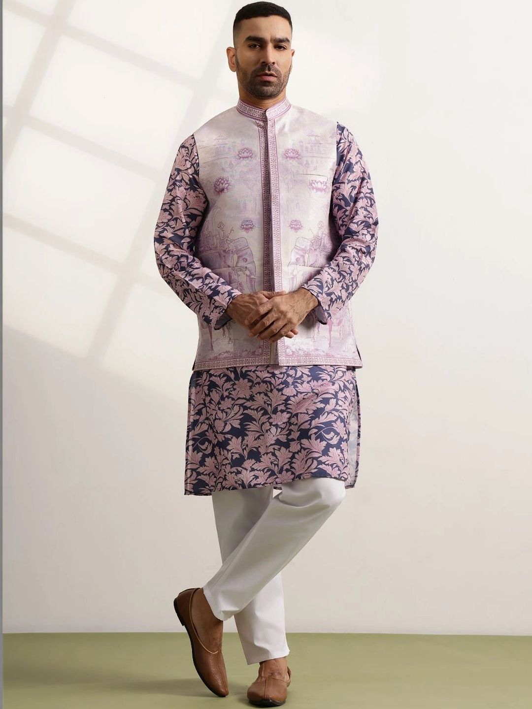SOJANYA PLUS Woven Design Brocade Nehru Jackets