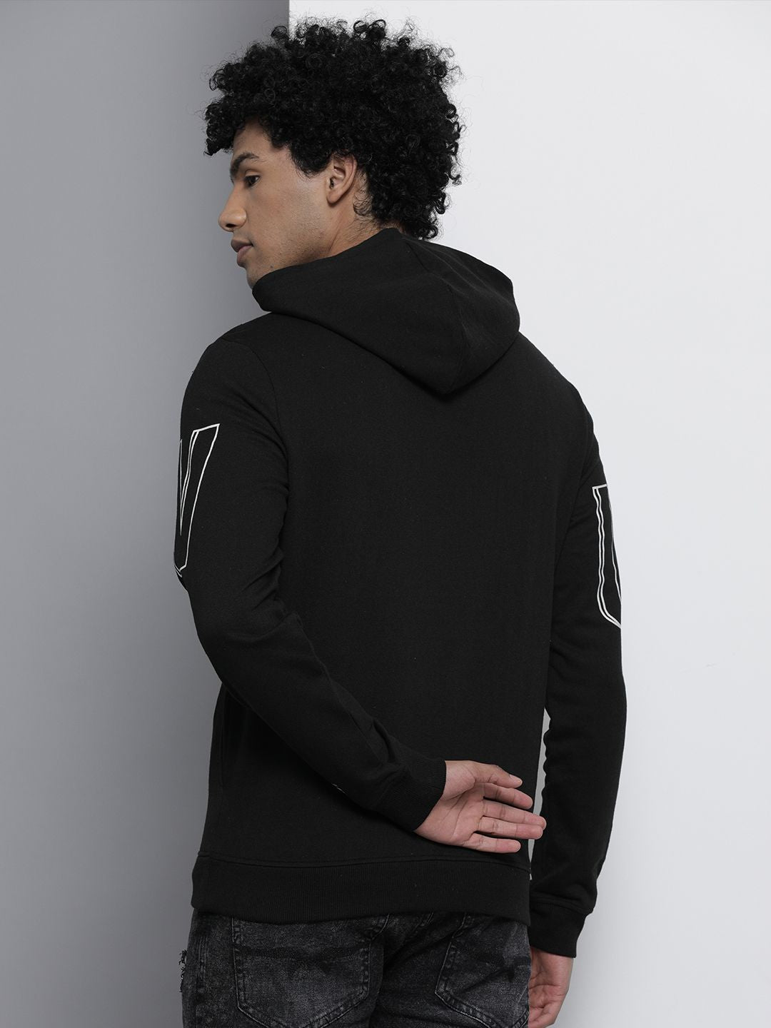 The Indian Garage Co Men Black Hooded Sweatshirt