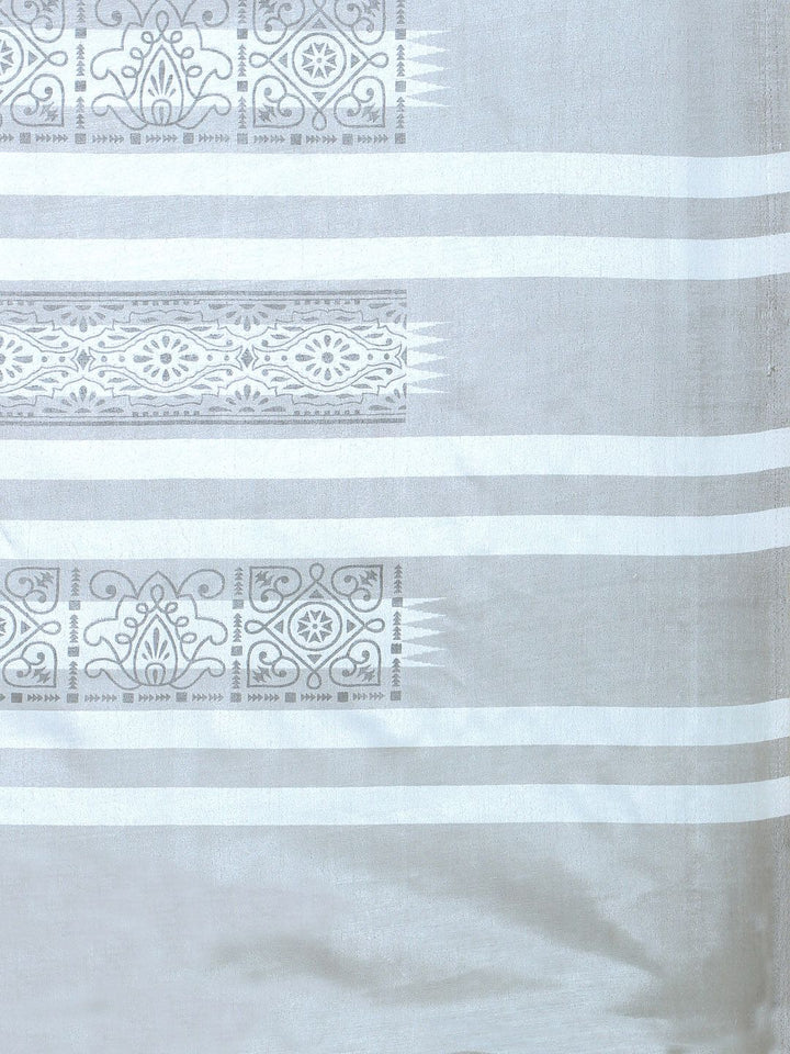 Saree mall Grey Printed Silk Blend Saree