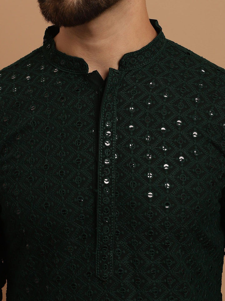 SOJANYA Etnik Sulam Labuci Kapas Tulen Kurta & Churidar Dengan Jaket Nehru