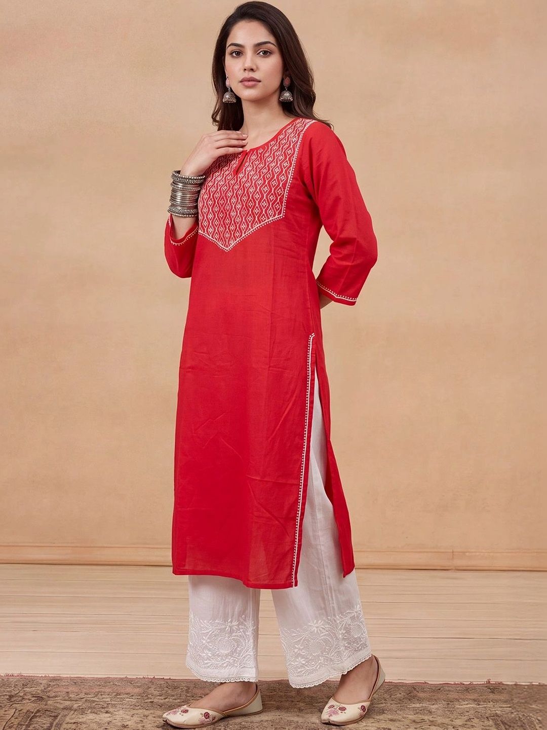 House of Chikankari Women Embroidered Thread Work Kurta