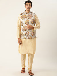 SOJANYA Kurta Emas Lelaki dengan Jaket Churidar & Nehru