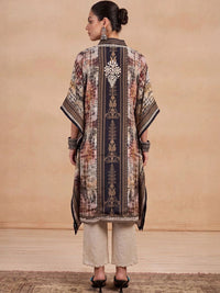 House of Chikankari Women Ethnic Motifs Extended Sleeves Thread Work Crepe Kaftan Kurta