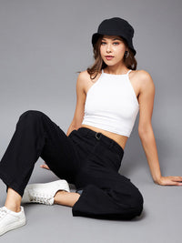 Miss Chase Women Black Wide Leg High-Rise Stretchable Jeans