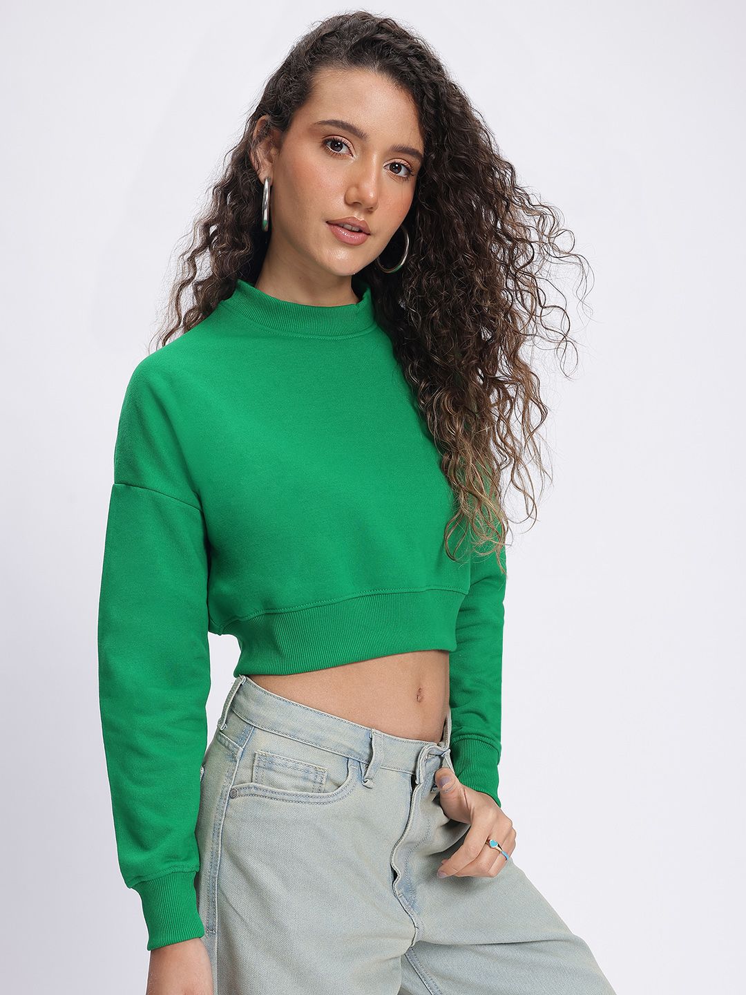 DressBerry Streetstyle Edge Graphic Print Drop-Shoulder Crop Sweatshirt