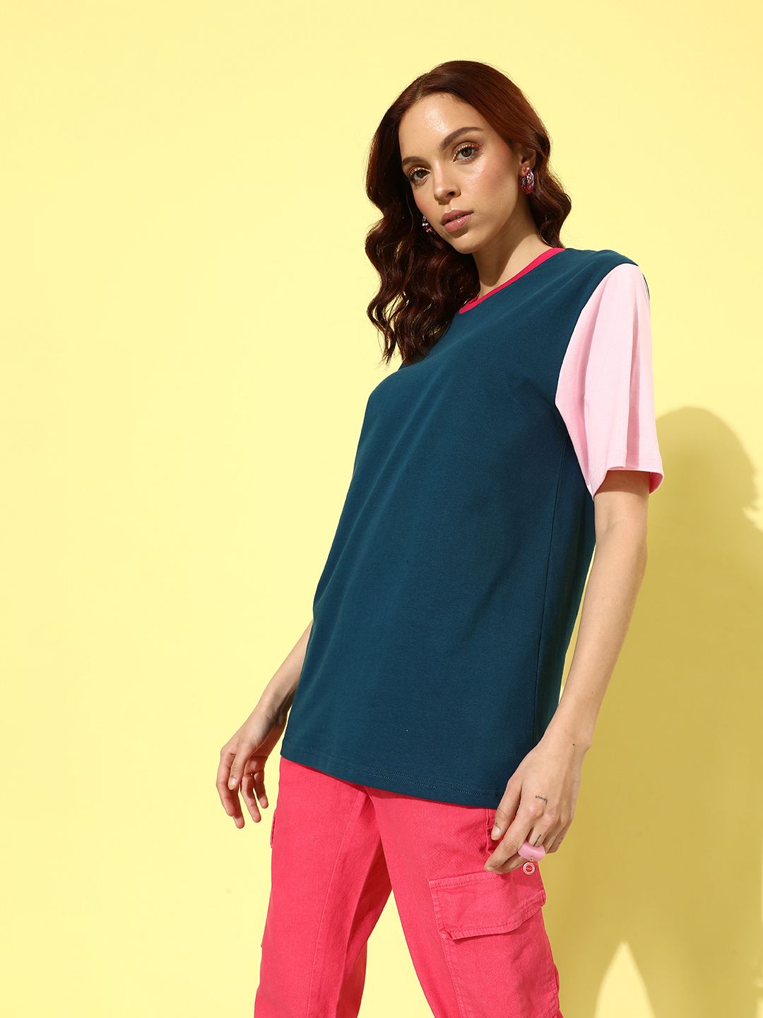 DILLINGER Women Colourblocked Oversized T-shirt