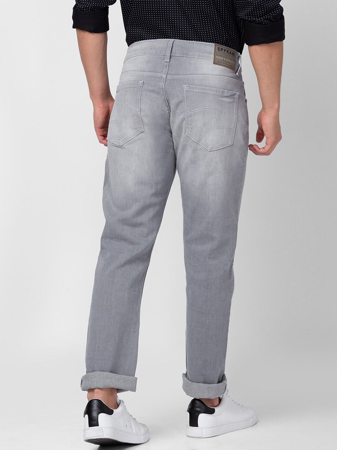SPYKAR Men Slim Fit Low-Rise Low Distress Light Fade Stretchable Cotton Jeans