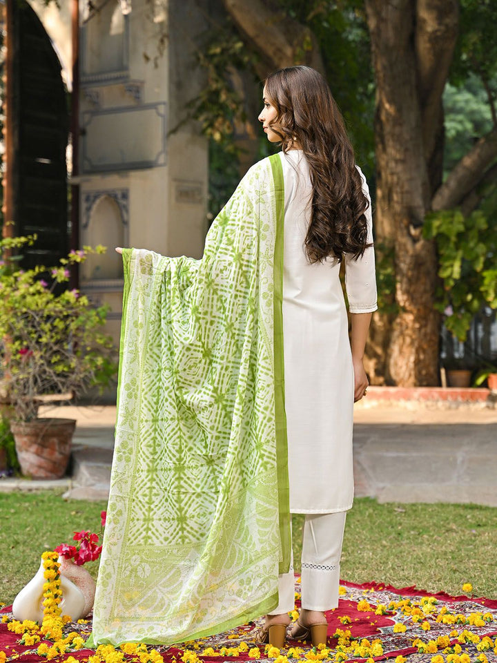 KALINI Women Embroidered Regular Gotta Patti Kurta with Trousers & With Dupatta