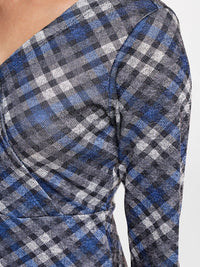 AND Checked V-Neck A-Line Dress