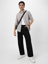 Urbano Fashion Men Spread Collar Textured Cotton Casual Shirt